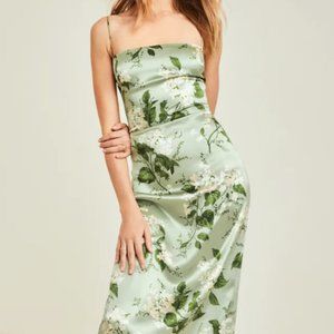 Reformation Frankie Silk Dress Gown Tea Garden 0